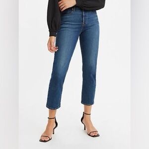 Levi’s Wedgie Straight Mid Rise Jeans Salsa Charleston Outlasted Dark Wash Sz 28